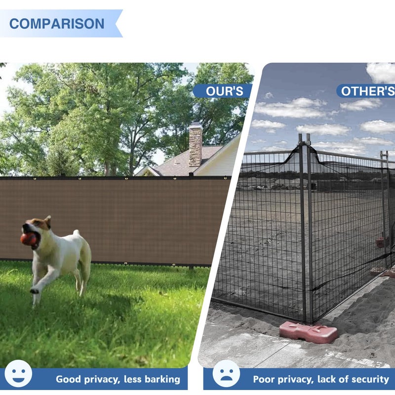 EK شاشة خصوصية بنية E&K صن رايز 6' × 50' مع عيون، غطاء سياج خارجي لحجب الأشعة فوق البنفسجية لحديقة الفناء الخلفي، تشمل روابط سحابية - Image 4